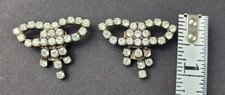 Vintage Clear Rhinestone Bow Shoe Clips