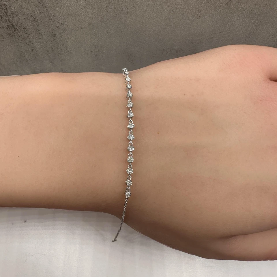 Бриллиант ссылка браслет в 14k белое золото - 0,25ctw GH I, 7,5", новый - Изображение 4 из 4