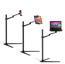 3 in 1 360 Degree Rotating Height Adjustable Laptop Tablet Stand for Bed,Floo...