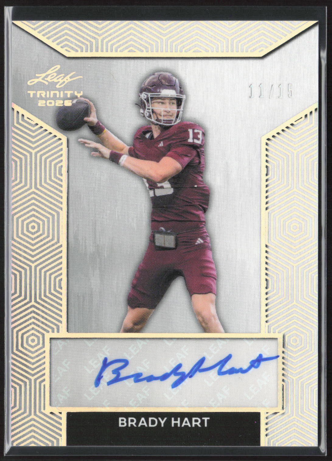 Brady Hart 2026 Leaf Trinity Base Silver Auto /15