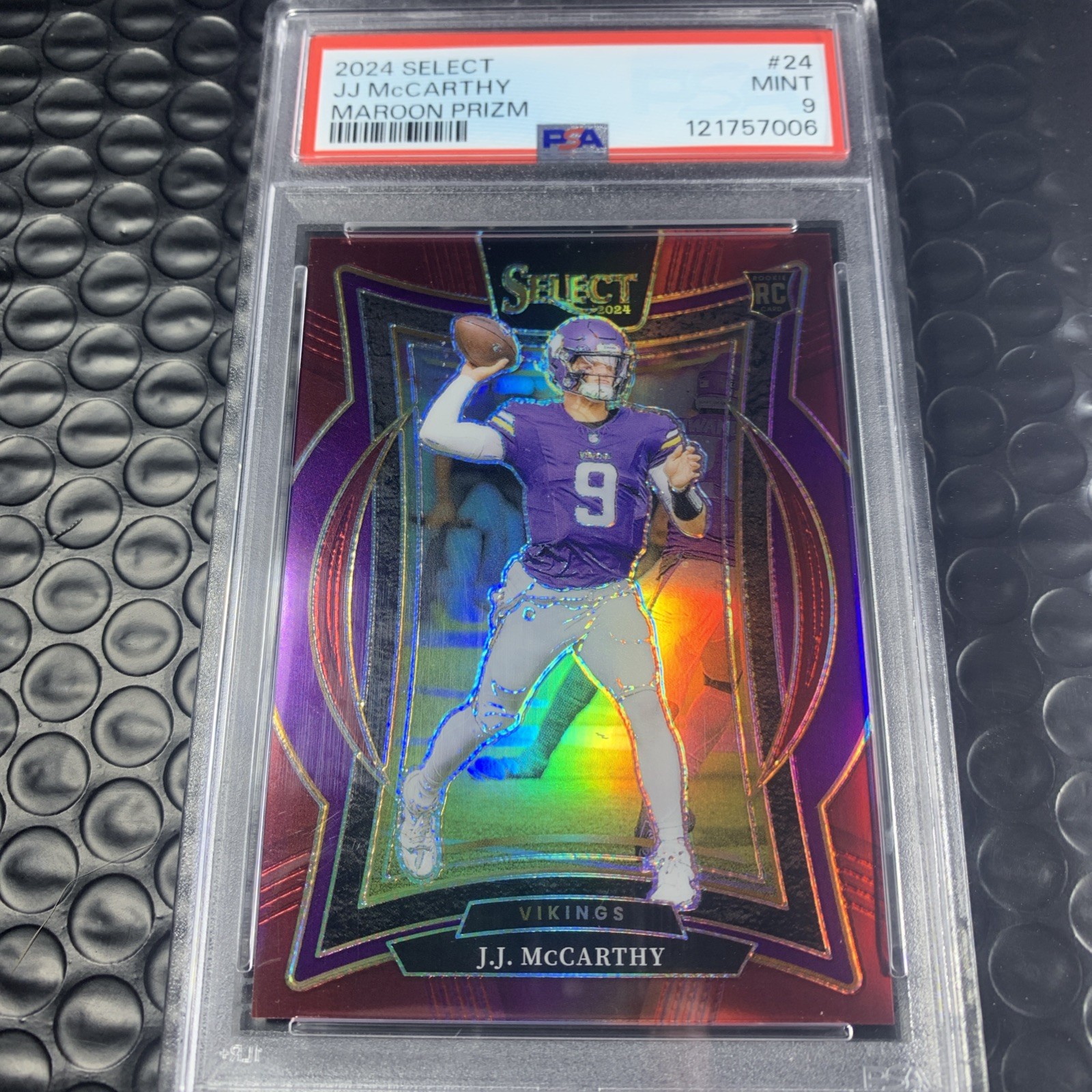 2024 Panini Select JJ McCarthy Concourse Maroon Prizm RC #66/149 PSA 9