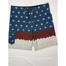 Ocean Current Board Shorts Mens 36 Blue Stars America Patriotic Swim Trunks USA