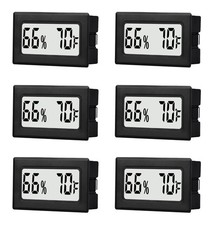 6 Pack Mini Small Digital Hygrometer Thermometer Indoor Temperature and Black