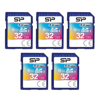 32GB 5-Pack SDHC Class 10 UHS-1 Flash Memory Card by Silicon Power 32GB