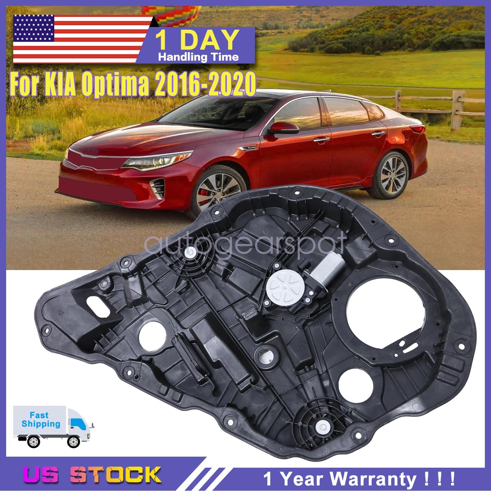 Rear Driver For Kia Optima 2016-2020 Power Window Regulator w/ Motor Assembly