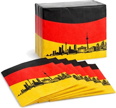 20 Servietten DEUTSCHLAND Deko Berlin Fußball Party WM 2026 schwarz rot gelb