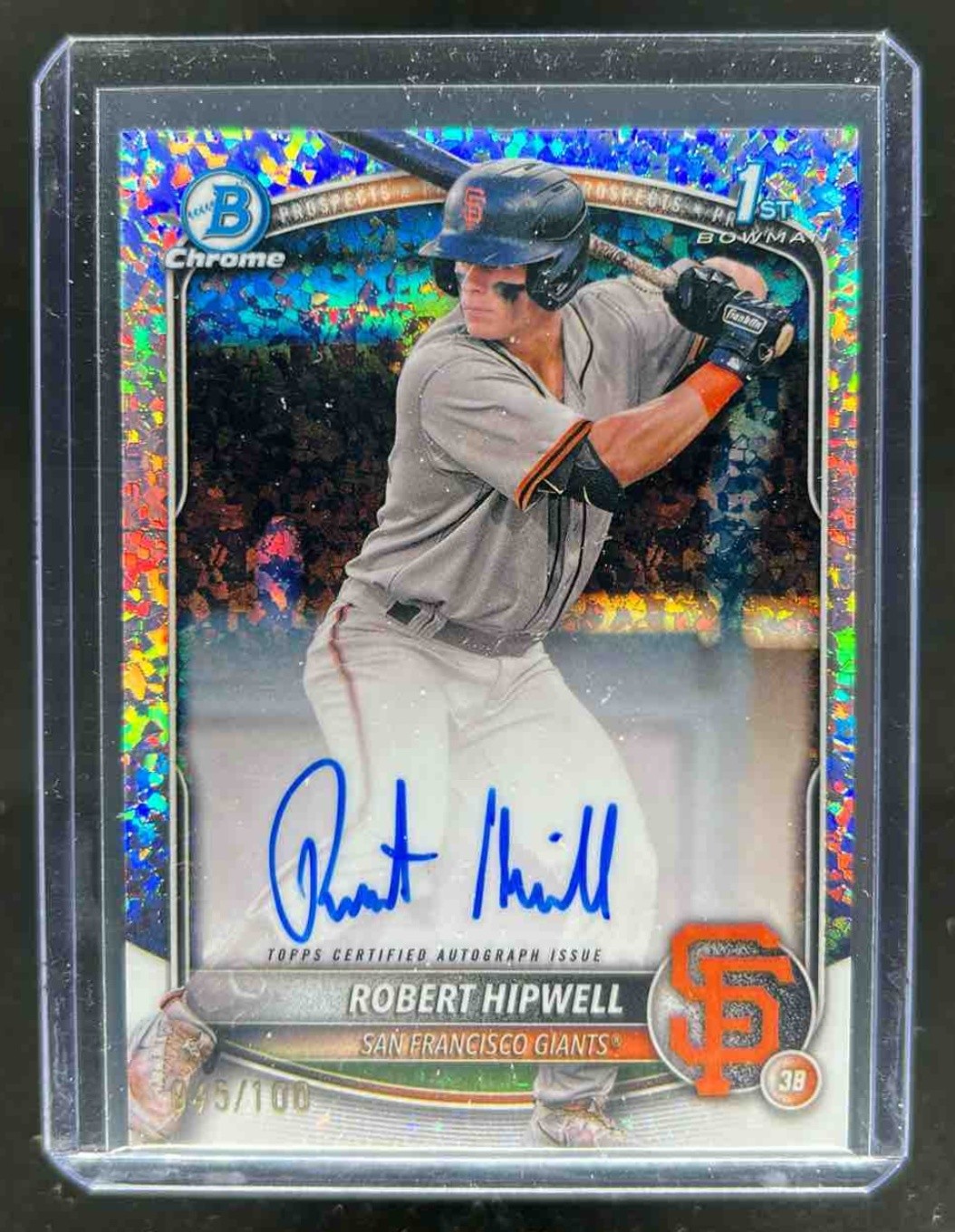 2025 Bowman Chrome Robert Hipwell Auto Mini Diamonds Refractor 1st #45/100