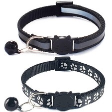 2 Pack Reflective Cat Collar Breakaway with Bells, Girl Boy Cat Collar Adjustabl
