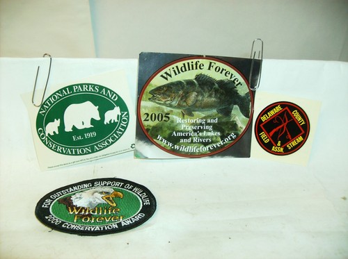 Wildlife Conservation Related Stickers and a Wildlife Forever Patch lot of 4