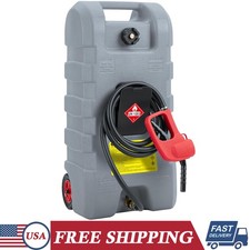 15 Gallon Portable Wheeled Fuel Gas Can with Manual Transfer Nozzle 10ft Hose