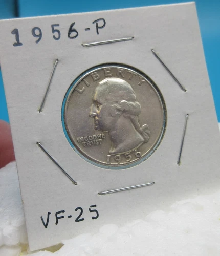 1956-P Washington 25 Cent Coin Quarter / 90% Silver / Very Fine Condition