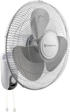 Comfort Zone Oscillating Wall Mount Fan with Adjustable 16" Fan, White 