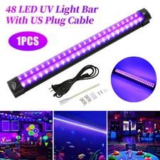 UV Black Light Bar Fixtures Ultraviolet Lamp Strip US Plug DJ Party Club 48LED