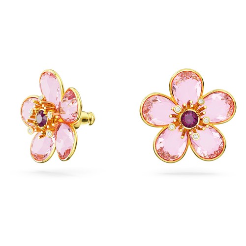 Swarovski Idyllia Stud Earrings Flower, Pink, Gold-Tone Plated 5656635 - Picture 2 of 5