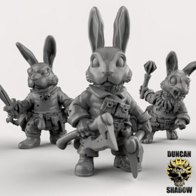 Kaninchenvolk mit Handwaffen x3 Resin Miniatur Modelle für DnD | Tabletop Gamin