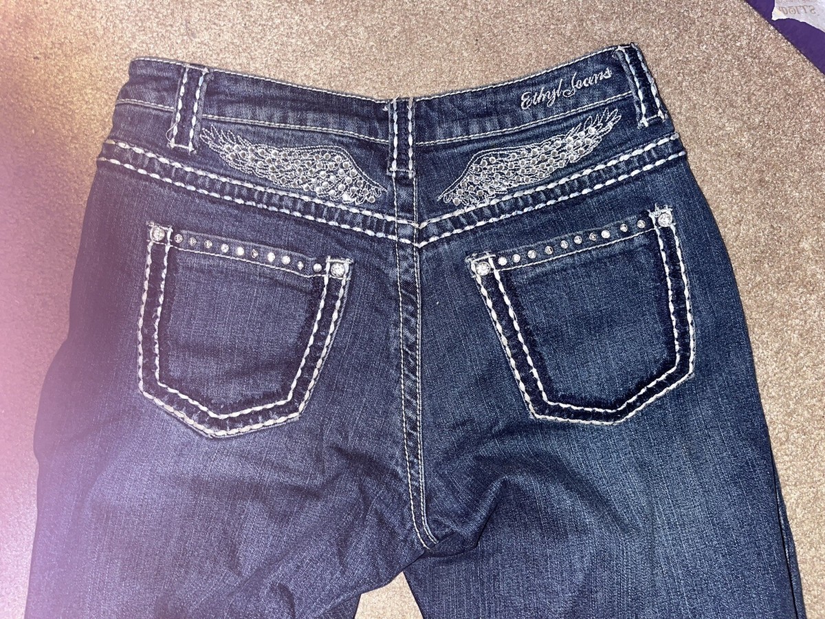 ★★ ★★ Women's Signature 90s Dark Blue Denim 4 Ethyl Jeans Womens 4 Classic Straight Denim Dark Wash