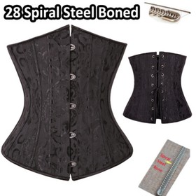 Black 28 steel bones boned Waist Training Underbust lace up corset Top Shaper