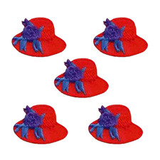 Red Hat with Flowers Patches (5-Pack) Red Hat Lady Embroidered Iron On Patch