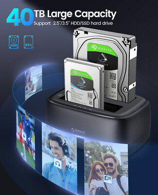 ORICO Dual Bay Festplatten-Dock 40TB USB3.0 / Typ C Duplikator 2,5/3,5'' HDD SSD