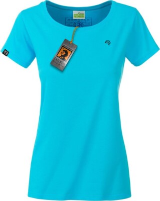 JAN 8007 Damen Bio Baumwolle Basic Girlie T-Shirt Blau Türkis COMPANIEER Frauen 
