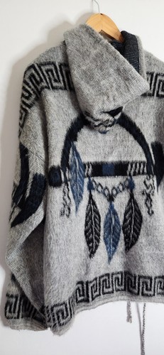 Ruminahui Alpaca full zip Native dream catcher sweater jacket size XL gray wool - Picture 6 of 9
