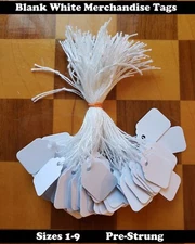 Blank White Merchandise Price Tags String Strung Jewelry Garage Sale Hang Tag