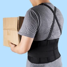 Heavy Duty Weight Lift Lumbar Lower Back Waist Support Belt Brace Suspender Work