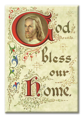 God Bless Our Home - MAGNETIC LAMINATED PLAQUE (2 x 3 Inches)