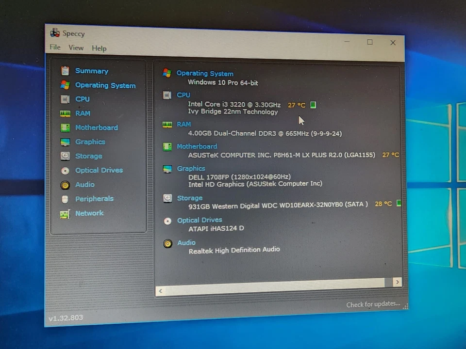 custom desktop pc P8H61-M LX PLUS R2.0 I3-3220 4gb Ram 1tb Hdd Windows 10 Pro - Image 4 of 4