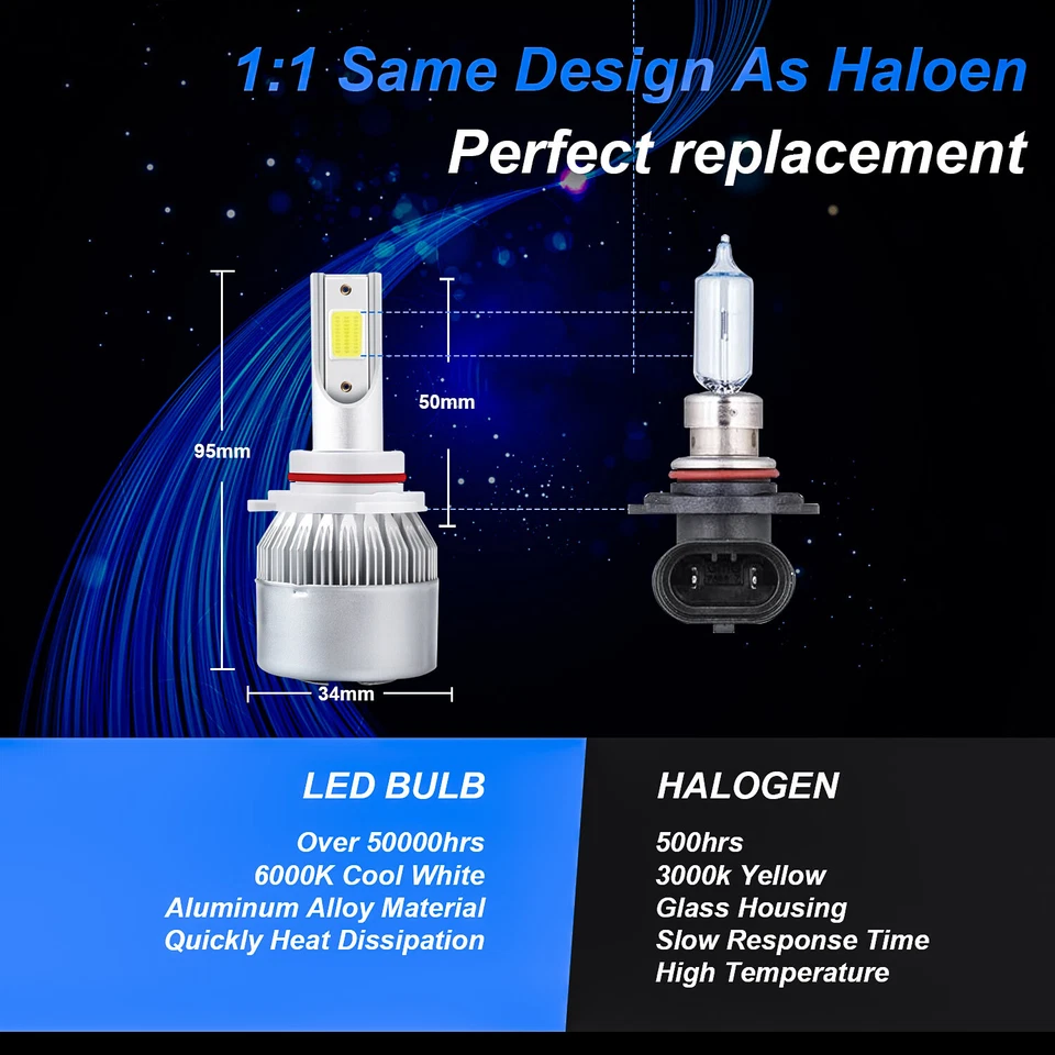 For Toyota Avalon 2000-2007 6000K LED Headlight High Low + Fog Light Bulbs Combo - Image 2 of 4