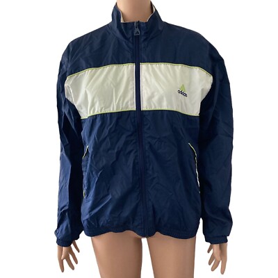 Adidas Jacket Men's Medium Blue White Windbreaker Lightweight