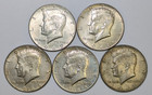 Lot of 5 Mixed Date Kennedy Silver Half Dollars