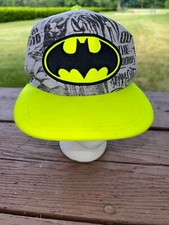 Batman Youth Fluorescent Yellow with Black/Gray Hat Snapback Marvel Brand VGC