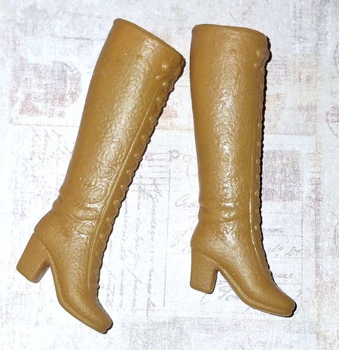 Vintage Barbie Mattel Lt Brown Squishy High Lace Up Boots Korea