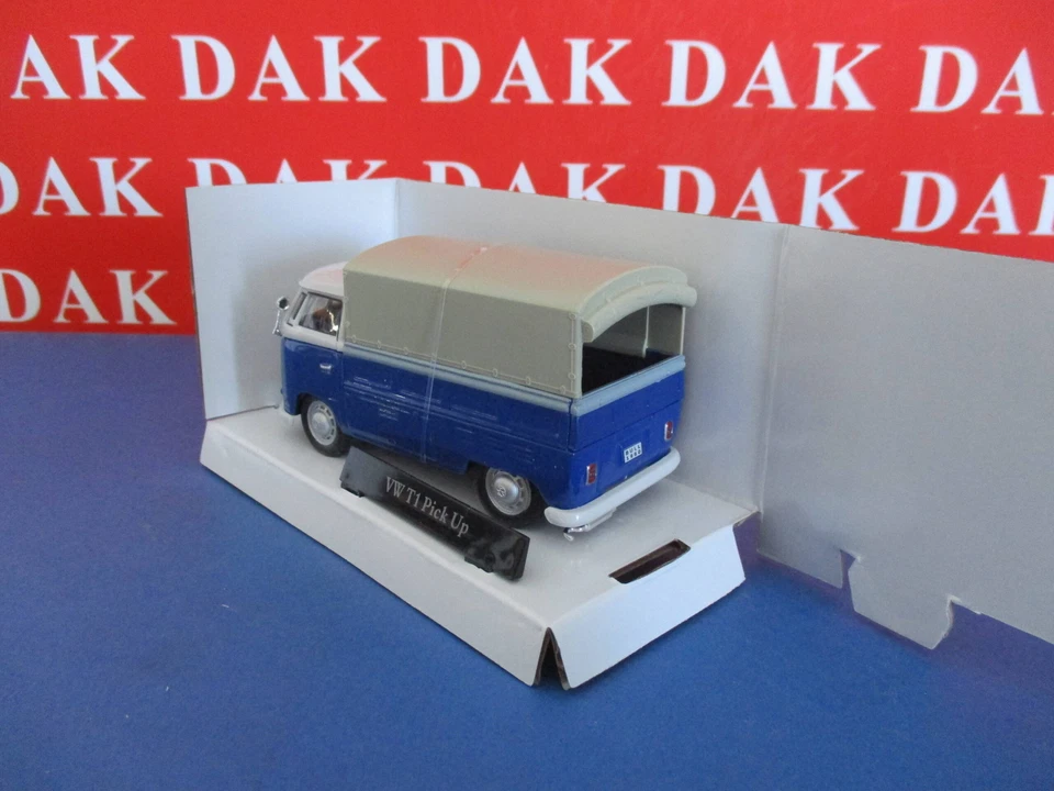 Die cast 1/43 Modellino Furgone Volkswagen T1 Pick Up Telonato Blu by Cararama - Immagine 3 di 4