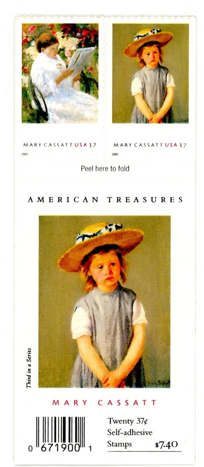 2003 American Treasures Mary Cassatt 37 cents Nineteen Stamps Booklet Brand New - Image 3 of 4