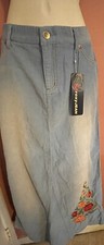 52 Vintage Roxy Corduroy Maxi Skirt Embroidered Hibiscus Size 7 NWT RARE