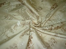 10 YDS 100 SILK FLORAL VINES EMBROIDERED DRAPERY UPHOLSTERY FABRIC FOR LESS