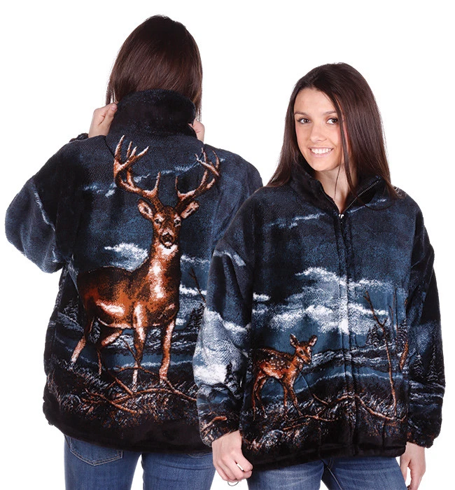 New Buck Whitetail Deer Ultra Plush Fleece Jacket Mens Ladies Warm Coat Xs  - Sm | eBay