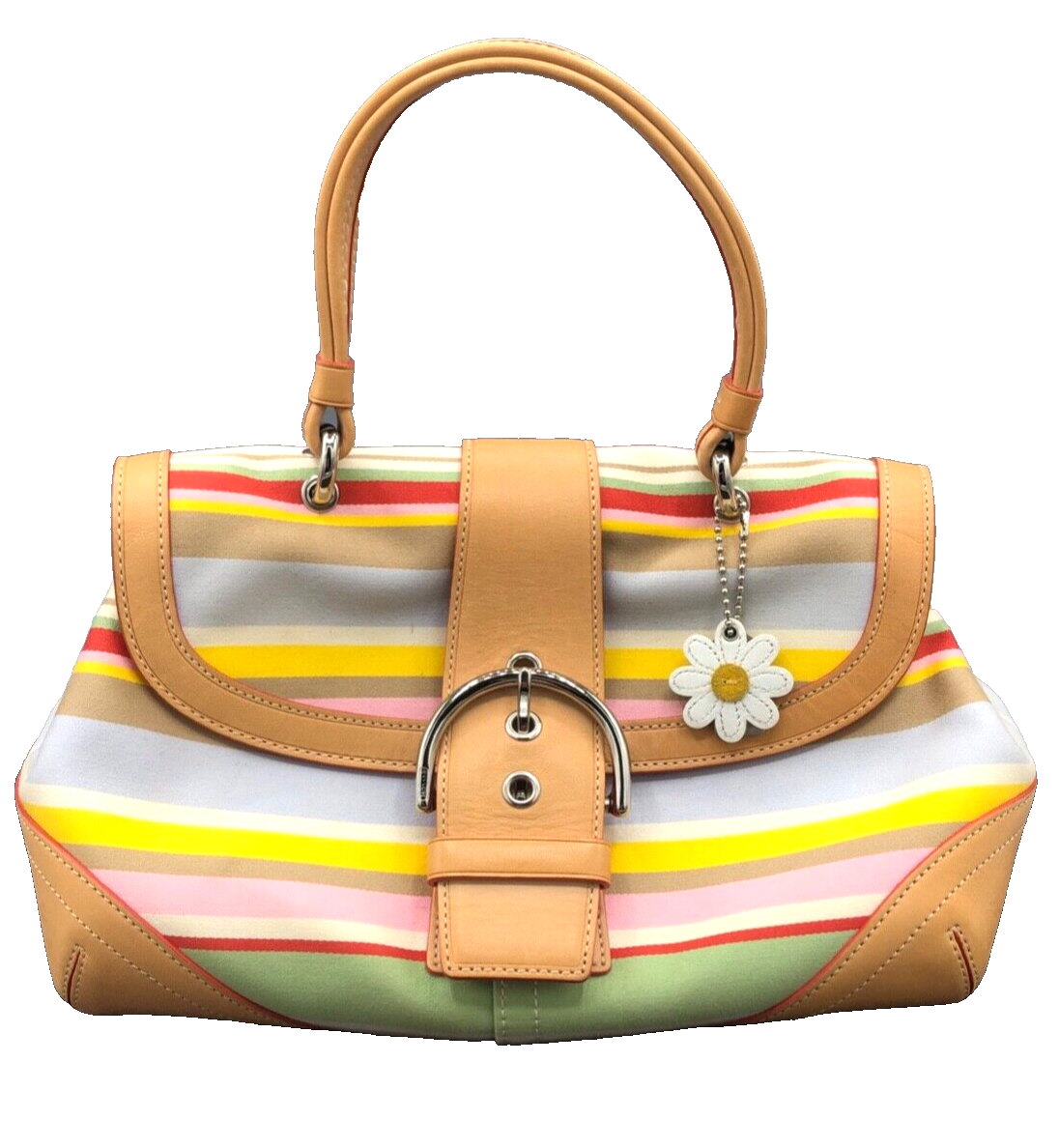 Y2K Coach Soho Multi-Color Striped Sateen Fabric & Leather Y2K Coach Soho Multi-Color Striped Sateen Fabric & Leather