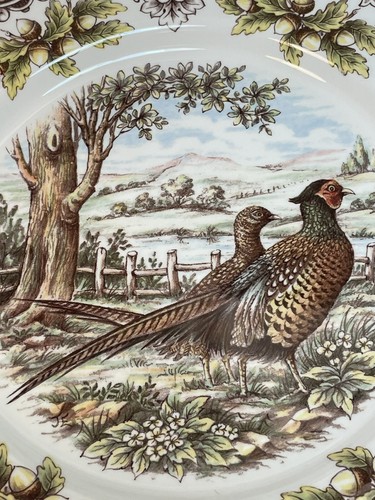 Royal Stafford 2 Pheasant 11” Dinner Plates Victorian English Transferware - Picture 6 of 11