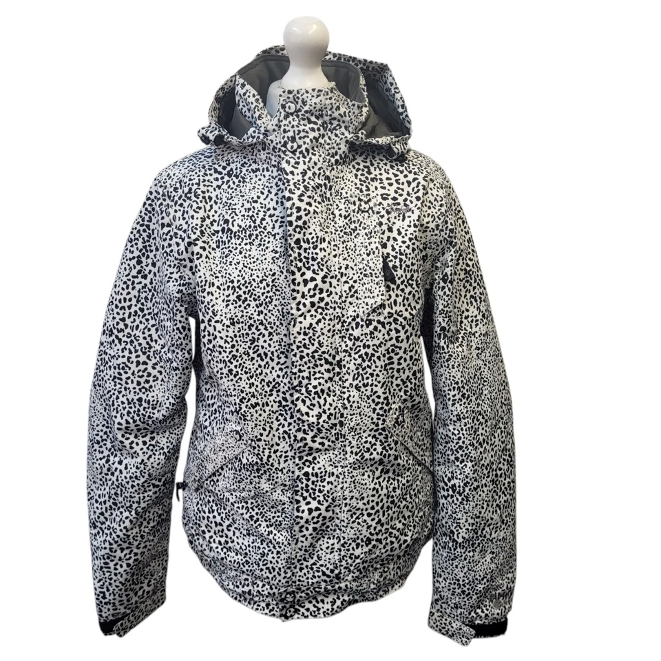 Protest Black & White Animal Print Hooded Ski Jacket Coat UK Women's Size M K790 - Image 2 of 4