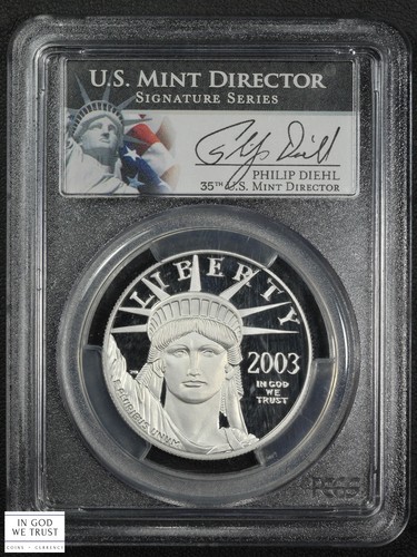 2003 W $100 One Hundred Dollar 1 Oz Platinum Eagle Sign. Series PCGS PR70 DCAM