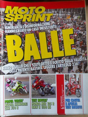 Motosprint Nr.6 1993 Test Kawasaki ZXR 750 R Honda NSR 125 R BMW R1100 [P74]