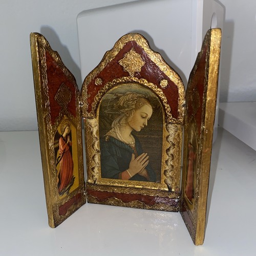 Vintage Tuscan Renaissance style table triptych with Madonna di Lippi and angels - Picture 21 of 22
