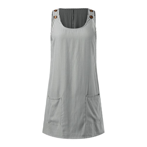 Dresses for Women Summer Casual Plus Size Women Fashion Striped Print Crew Neck - Picture 4 of 16