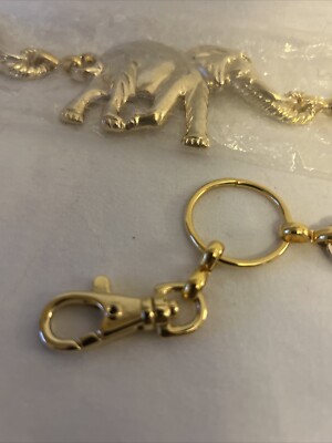 VTG Gold Tone Elephant Chain Belt With Lion Head Charm  display picture 3