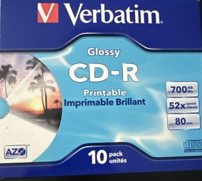 Verbatim CD-R 52x glänzend bedruckbar AZO Jewel Case 10er Pack