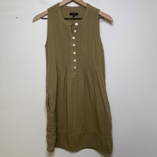 Quince Women 100% Organic Cotton Gauze Sleeveless Swing Dress Olive Green XS