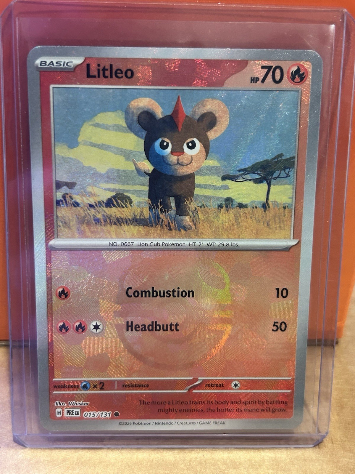 Pokemon TCG Litleo 015/131 Prismatic Evolutions Masterball Holo NM